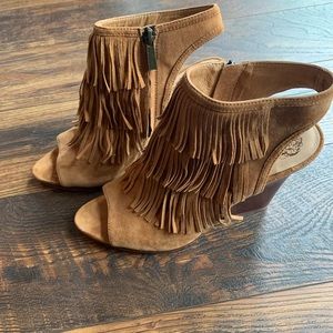 Vince Camuto suede fringe heels